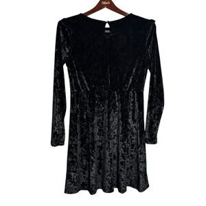 MOSSIMO Women JR Black Crushed Velvet Gothic Dress Size Large Witchy Vampire